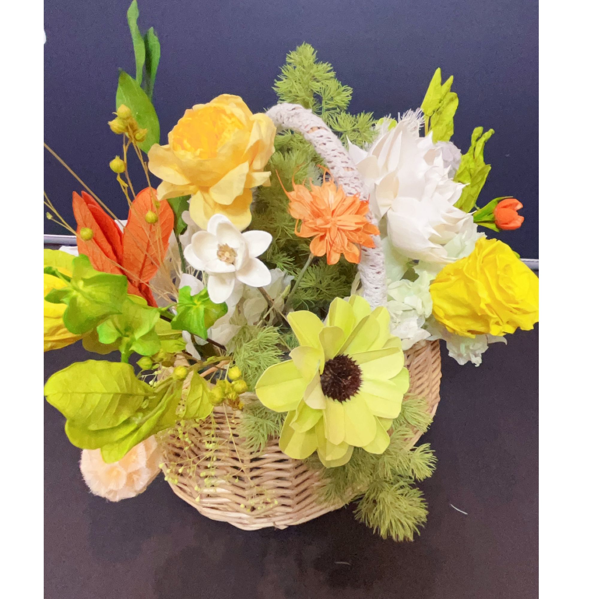 永生花花篮送礼绿色摆件花艺