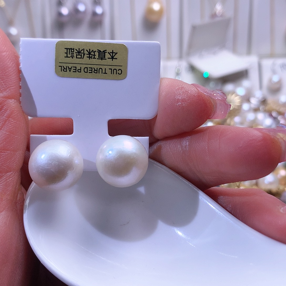 淡水珍珠耳饰银S925镶嵌爱***子