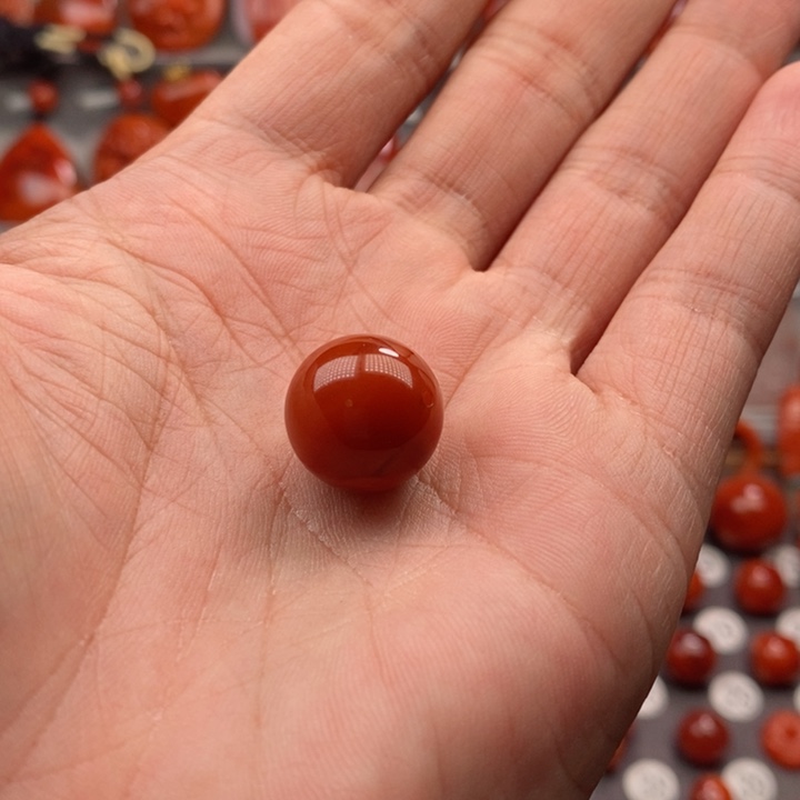 南红玛瑙单珠15未镶嵌铭***法