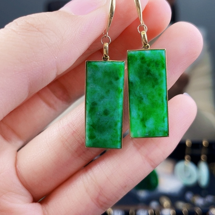 翡翠耳饰18K金镶嵌饰品