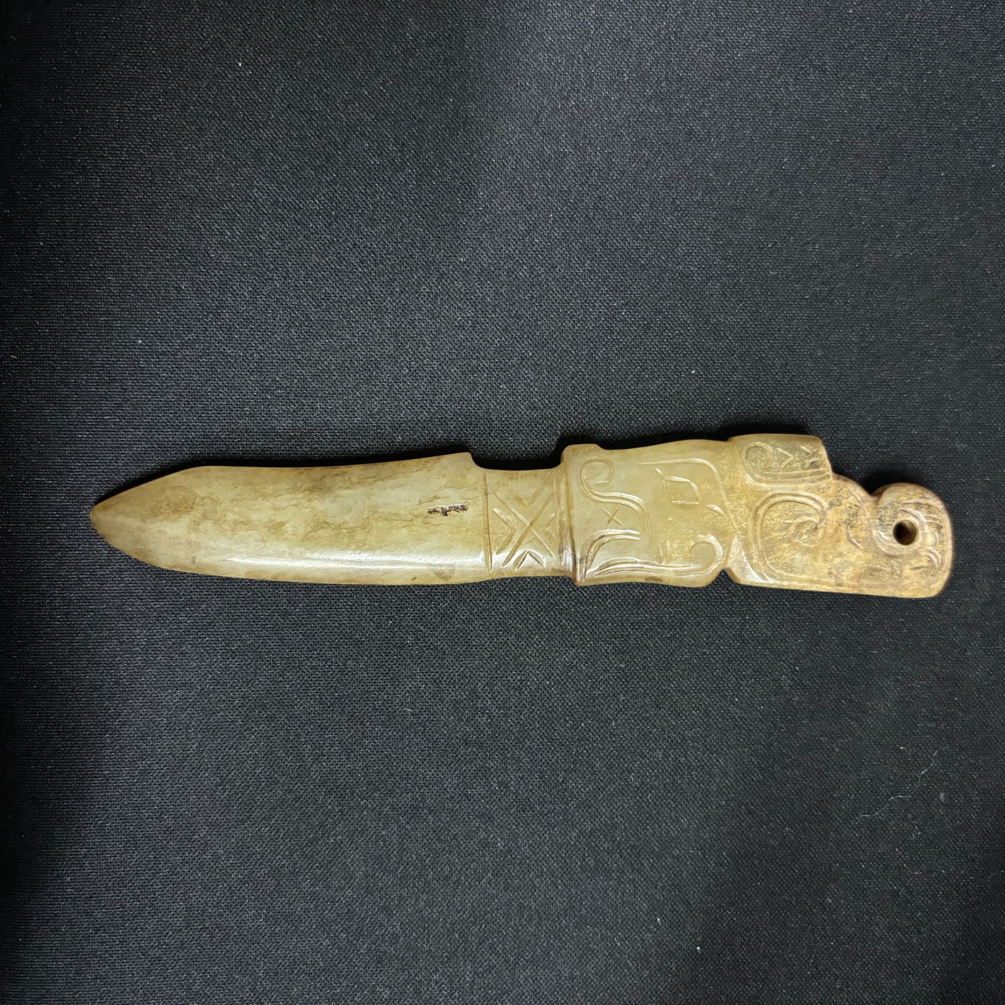 明代和田玉龙首玉刀-NX