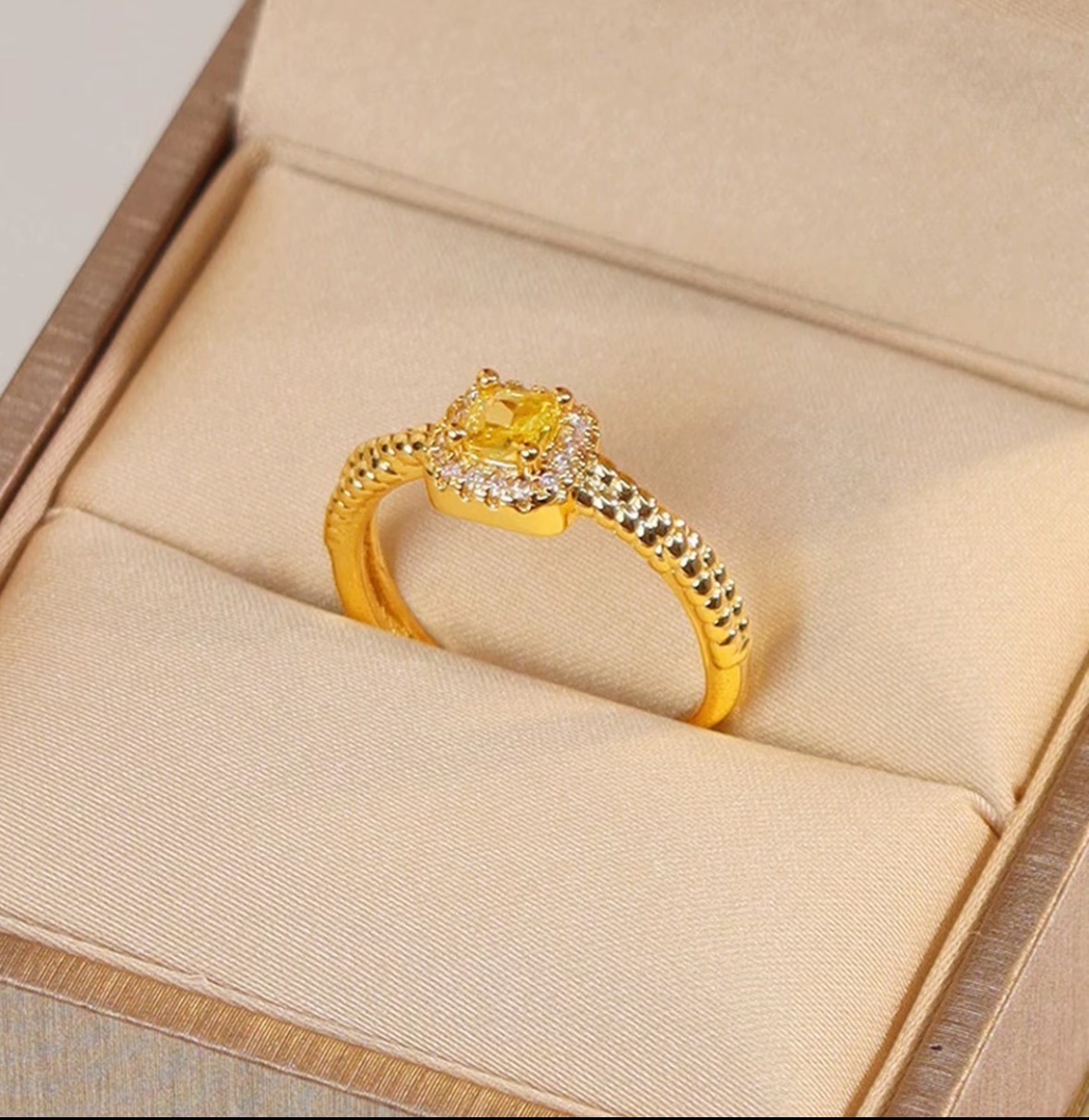 【金缘】 足金999高级小方糖戒指FG326