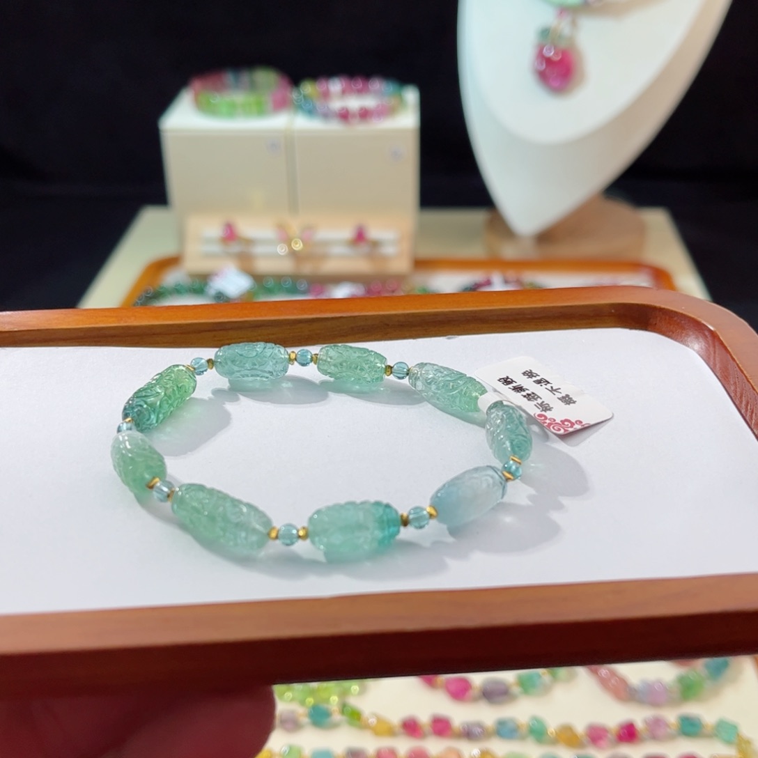 碧玺手串18K金镶嵌手串