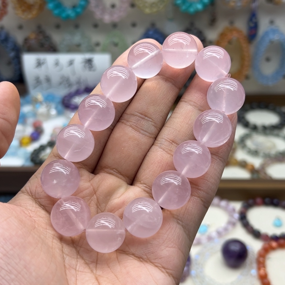 水晶手链未镶嵌16.5咪粉水晶