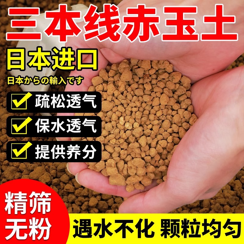 赤玉土日本原装二本线园艺盆栽用进口土多肉植物颗粒铺面营养土