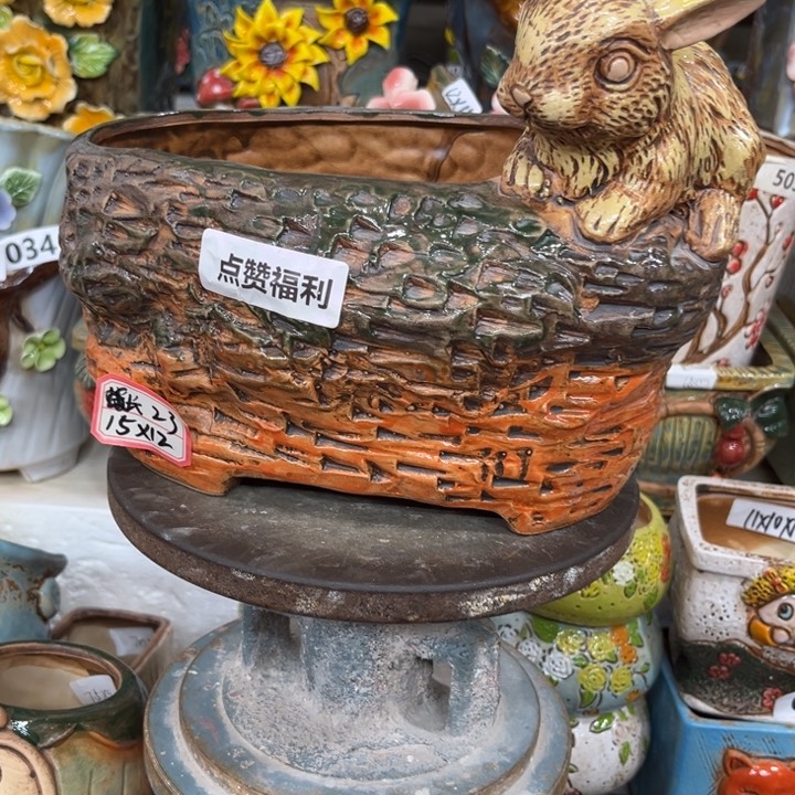 紫砂花盆粗陶材质多肉花盆