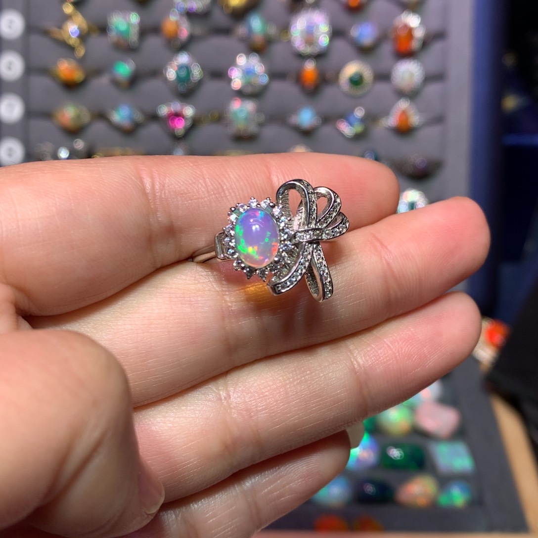 欧泊戒指款式银S925镶嵌