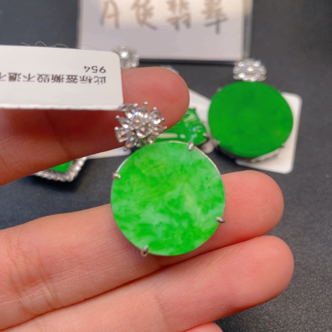 吊坠(不含链)银S925镶嵌翡翠