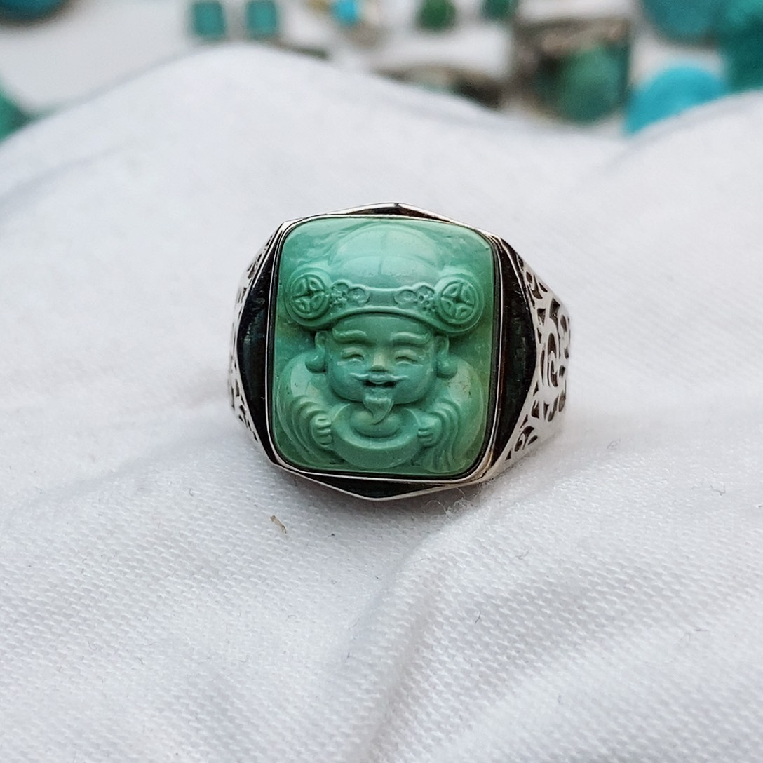 绿松石戒指银S925镶嵌%**某