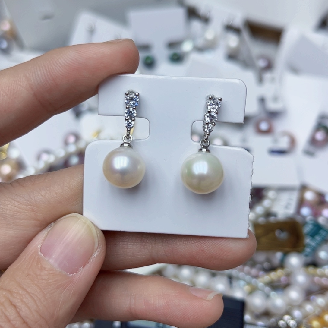 淡水珍珠耳饰银S925镶嵌