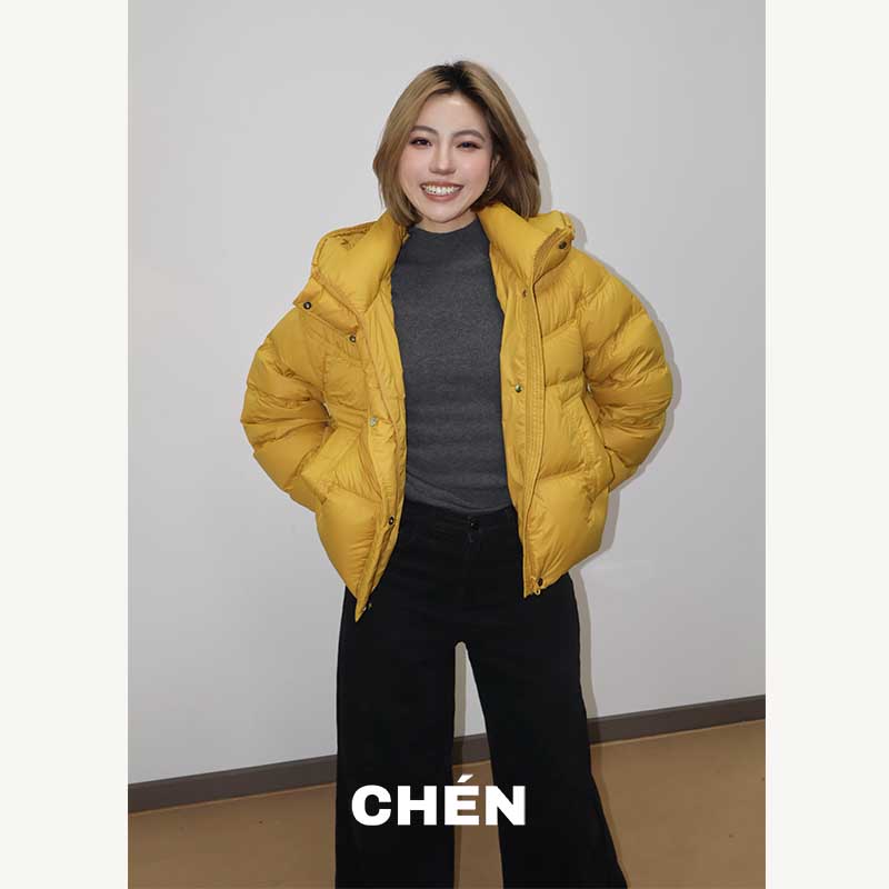 【哈密瓜】晨总自制休闲韩版通勤秋冬排骨连帽90羽绒棉服女保暖