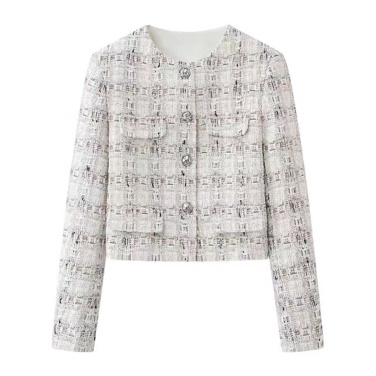 【艾款】2026年春款通勤时尚名媛风小香外套格子1181