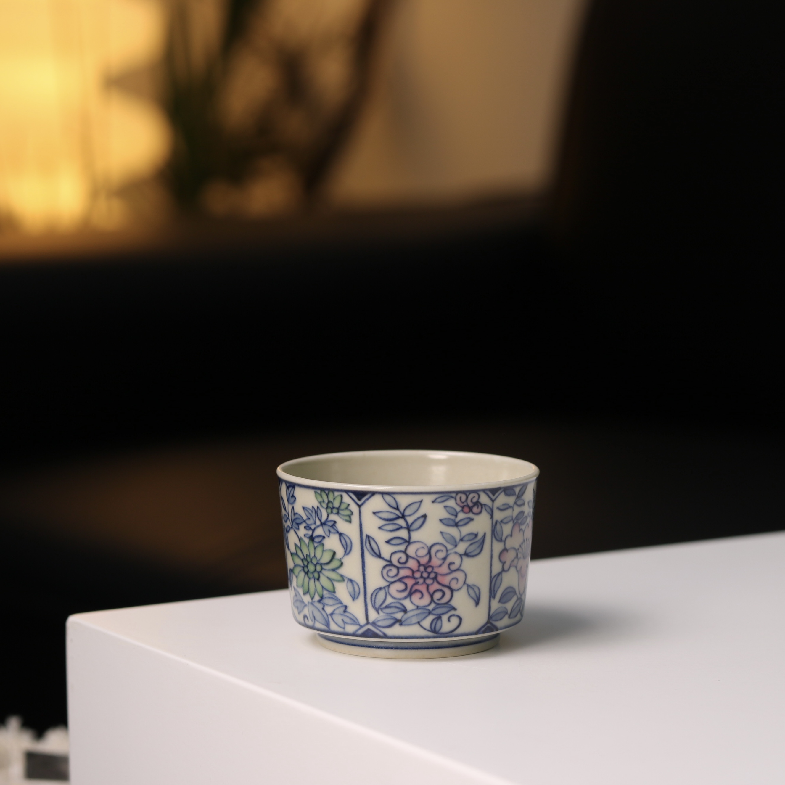 望野生香 景德镇手绘仿古泥哑光釉春和景明花卉主人杯茶杯 75cc