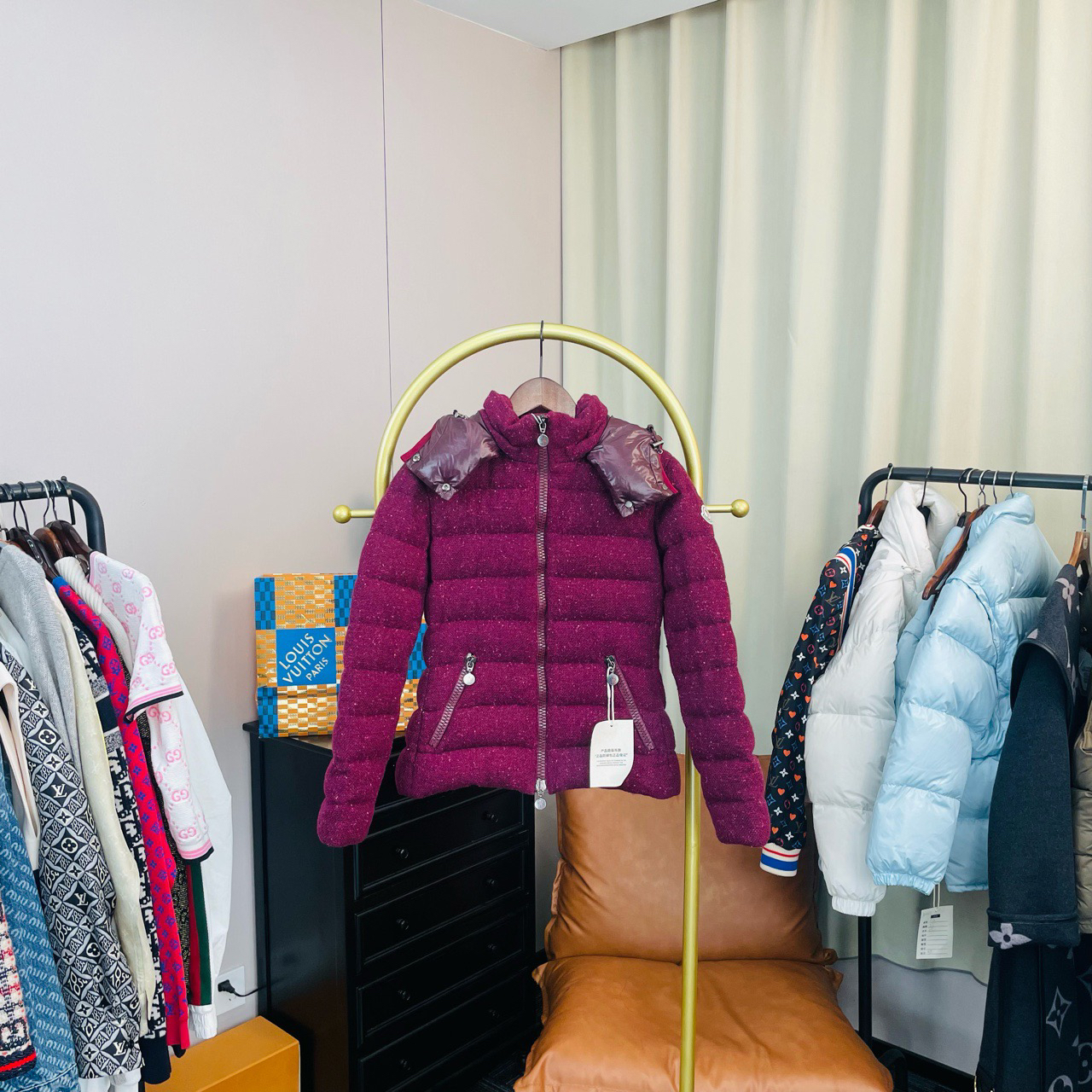 99新 MONCLER 紫色编制羽绒服 1码/99新 无配件