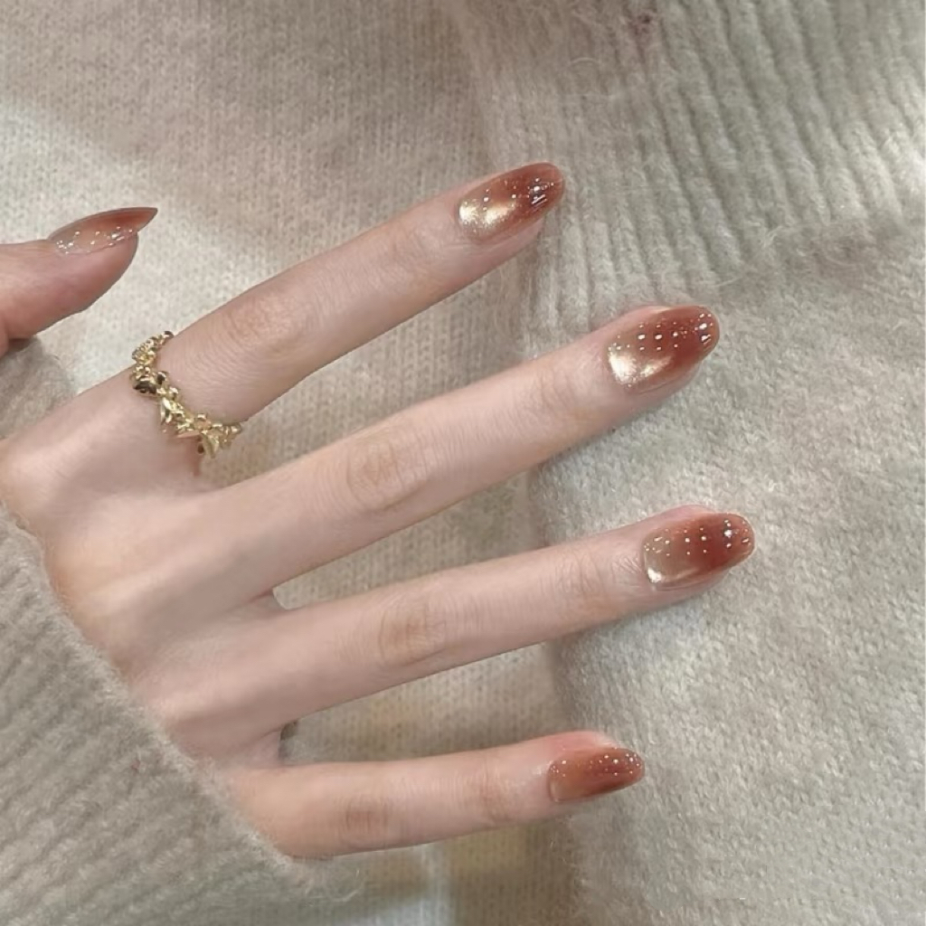 【焦糖拿铁】纯手工新款穿戴美甲款--10片装