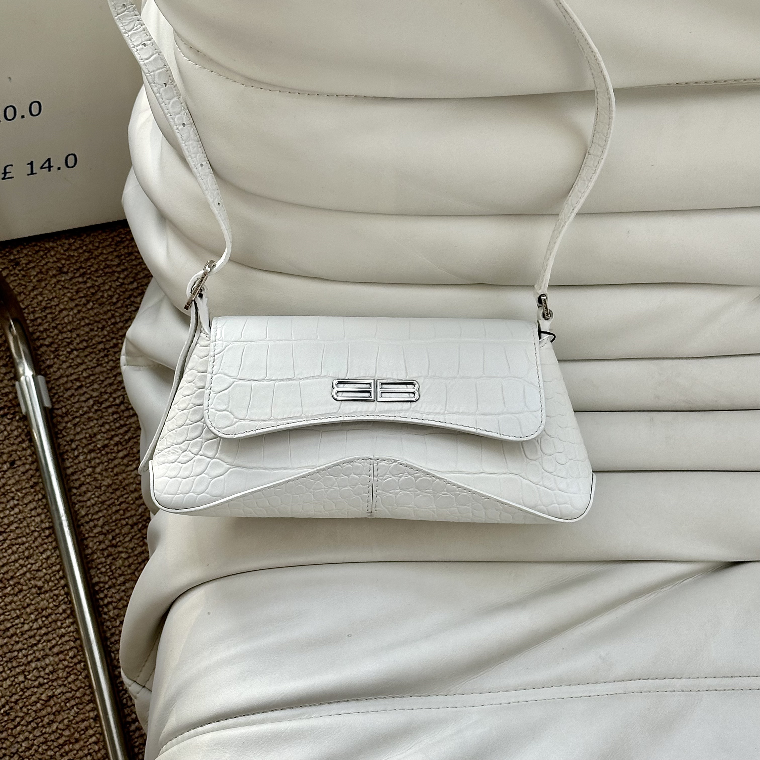 99新 Balenciaga/巴黎世家 沙漏鳄鱼压纹单肩包