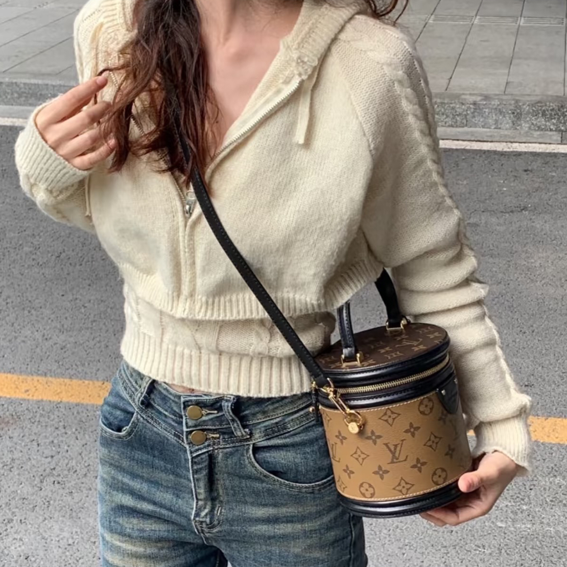 99新 LouisVuitton/路易威登 23年发财桶老花单肩包芯片款/85936