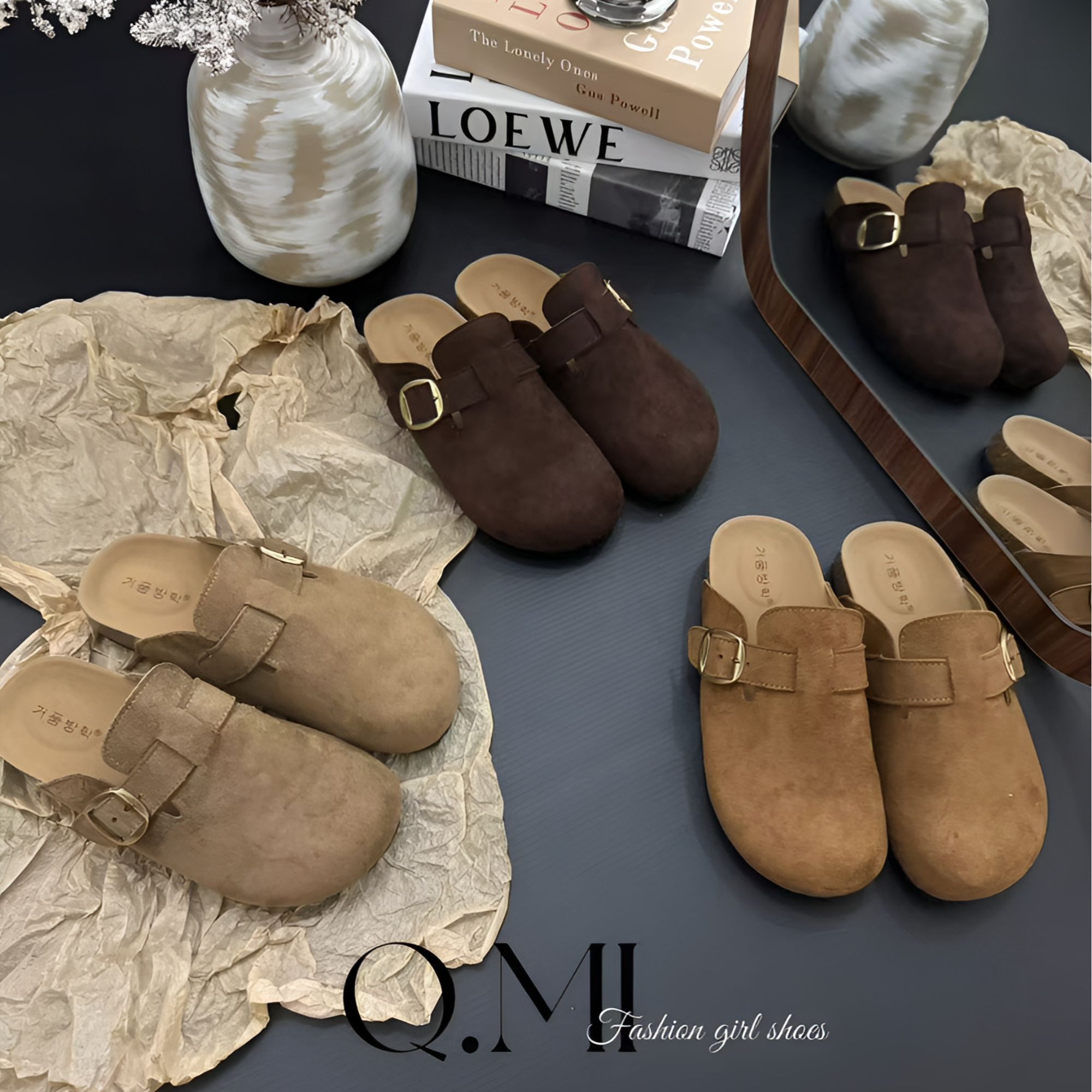 Q.MI网红博肯拖鞋女外穿2025秋冬单款新款厚底拖鞋防滑博肯鞋半拖