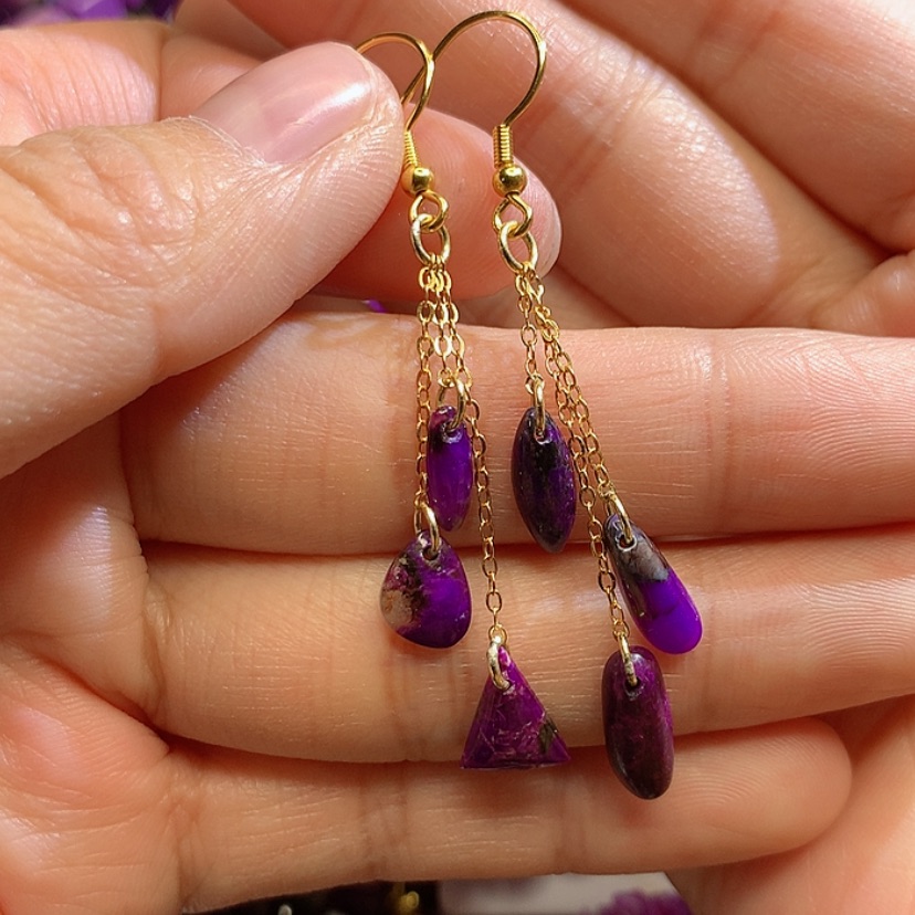 【闪购商品】苏纪石（舒俱来）耳钩银S925镀金镶嵌