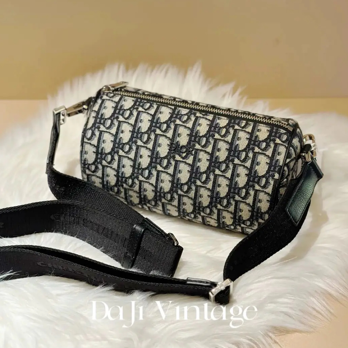 99新 DIOR/迪奥 大吉中古2/Dior迪奥刺绣老花圆筒斜挎包