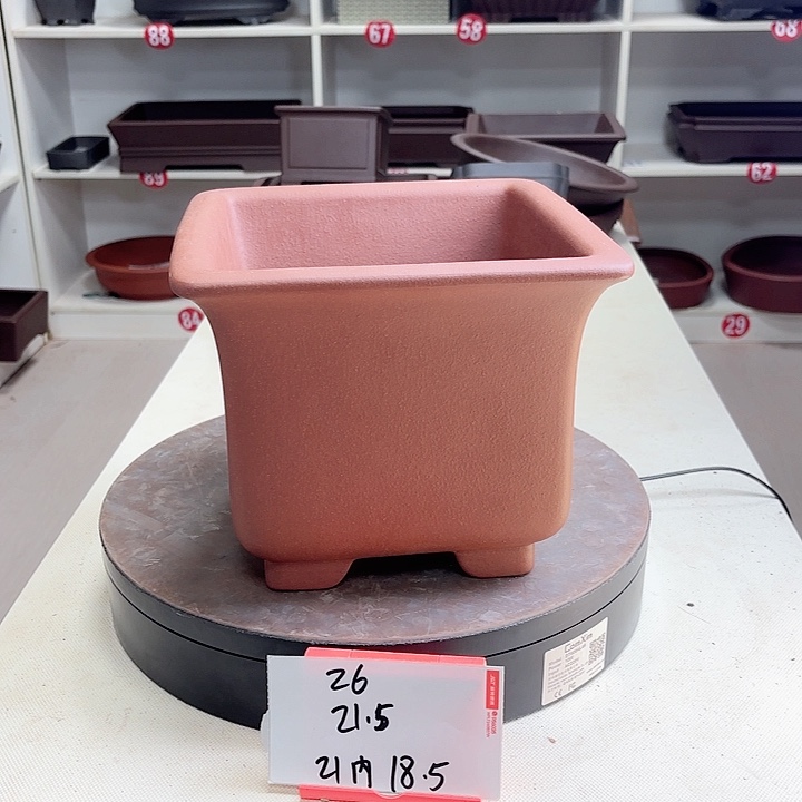 紫砂花盆玉缘口四方