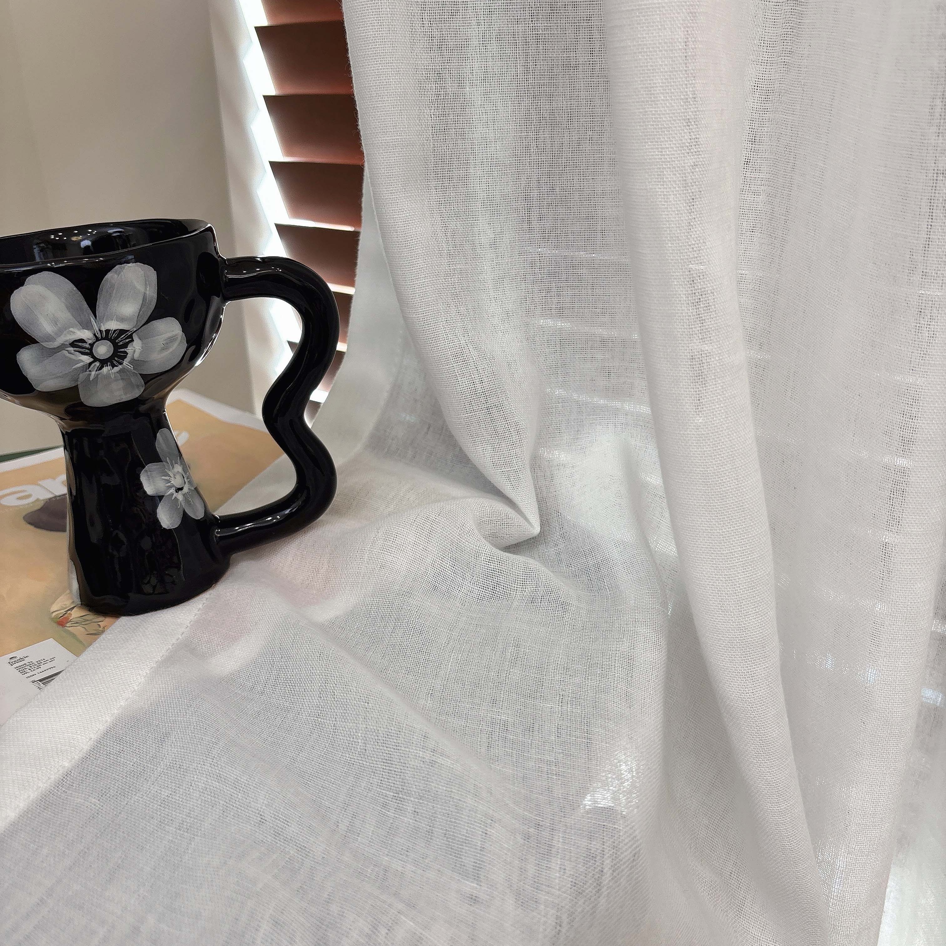 扶摇 简约中古风棉纱提花透光微透人编织肌理卧室定制纱帘