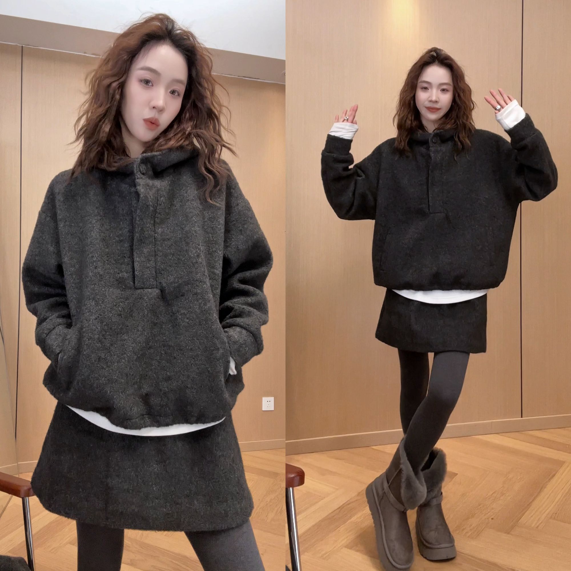 小静静一会【卫衣两件套装】2025冬季新款半裙上衣两件套 2511C8206