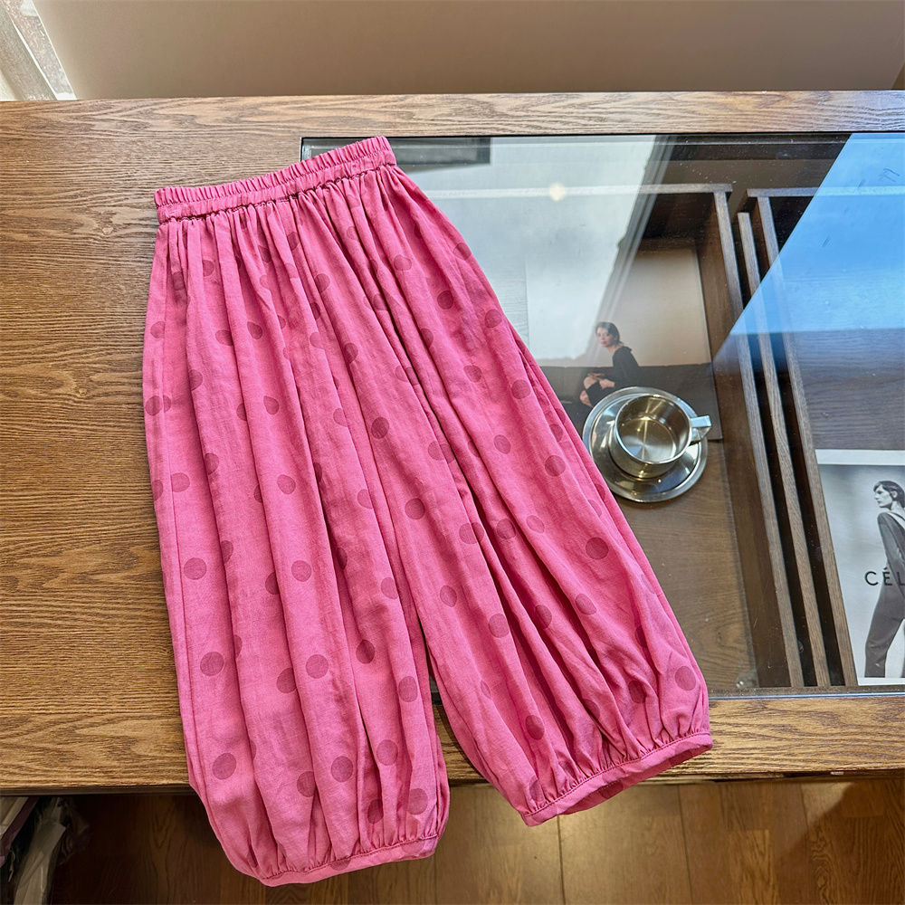 现货【火龙果裤】纯棉夏装束脚长裤5560女童洋气防蚊裤百搭休闲裤