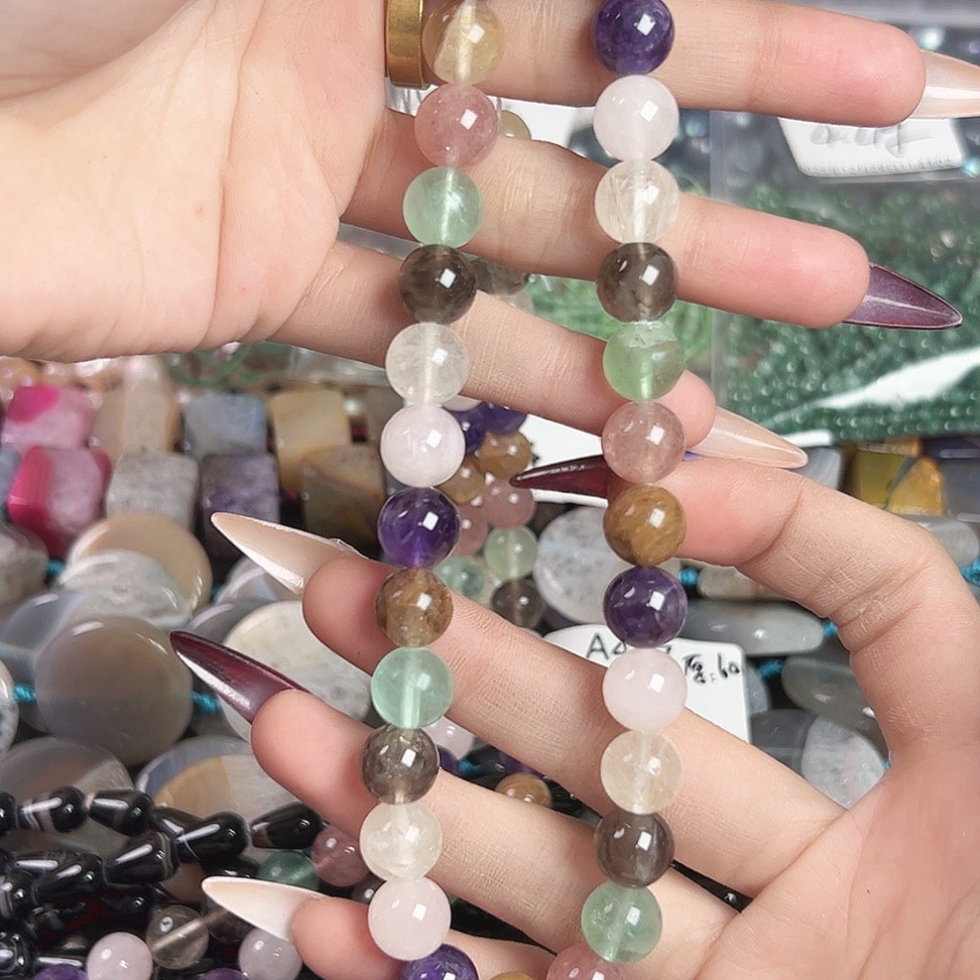 玛瑙/玉髓合金珠宝半成品a462 10.6m 彩色多宝一条