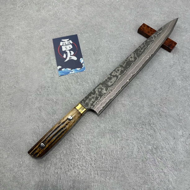 佐治武士作 Vg10镍 黑染大马 270mm 筋引 牛角柄/纸盒
