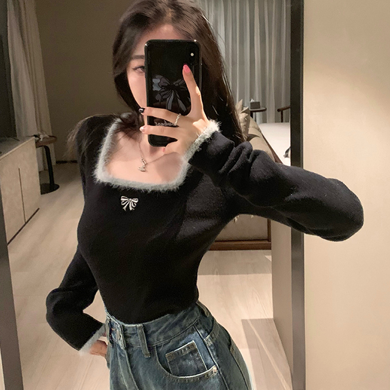 小香毛衣内搭打底针织衫女高级感别致绝美修身上衣