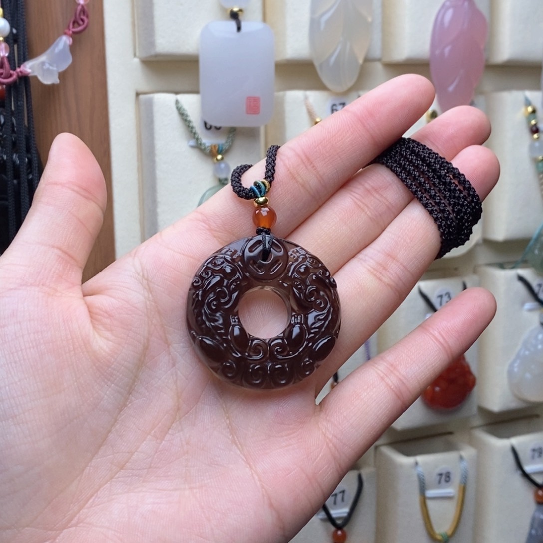 黑曜岩吊坠(赠链)未镶嵌鹤**尘