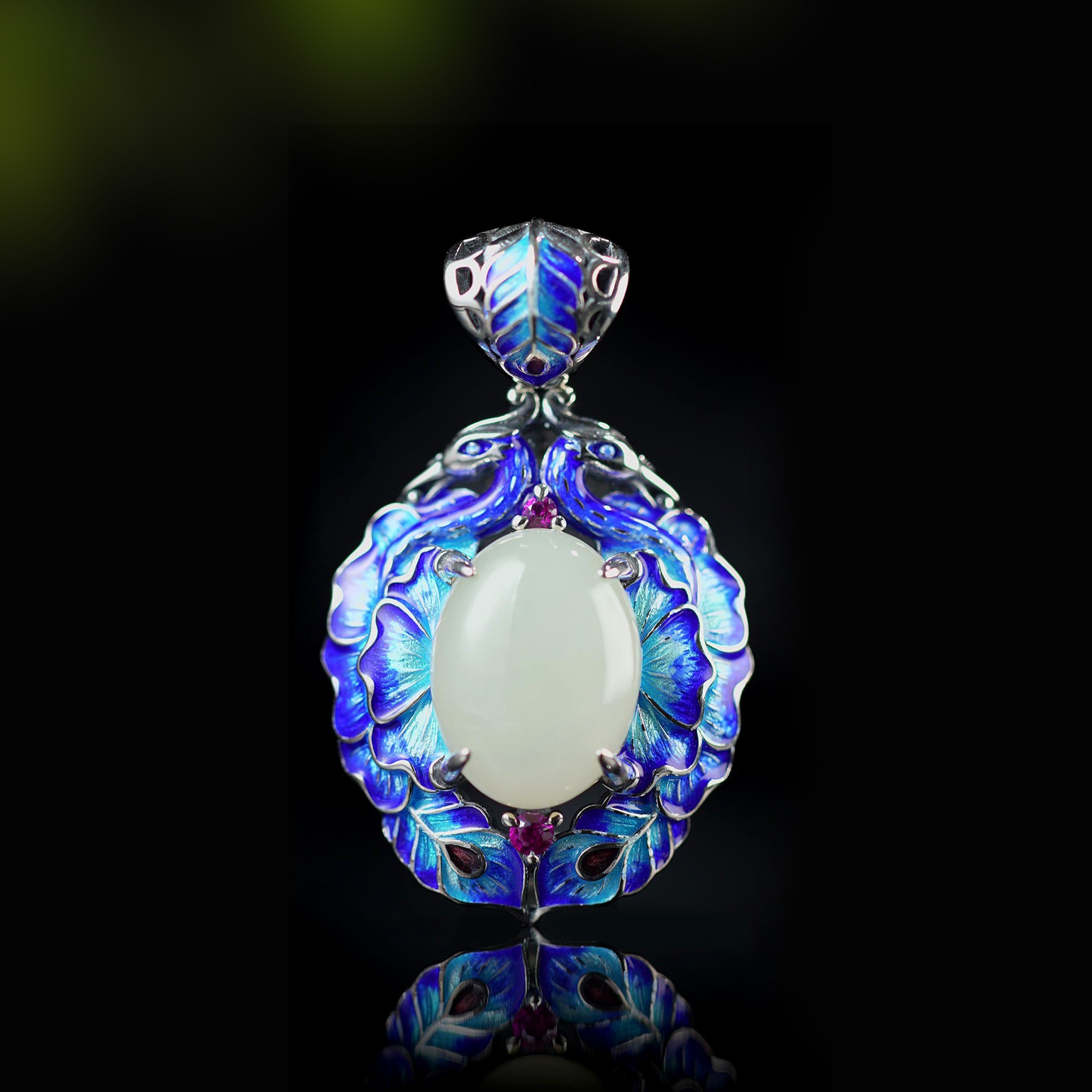 【温兆伦专属】和田玉复古珐琅吊坠礼品