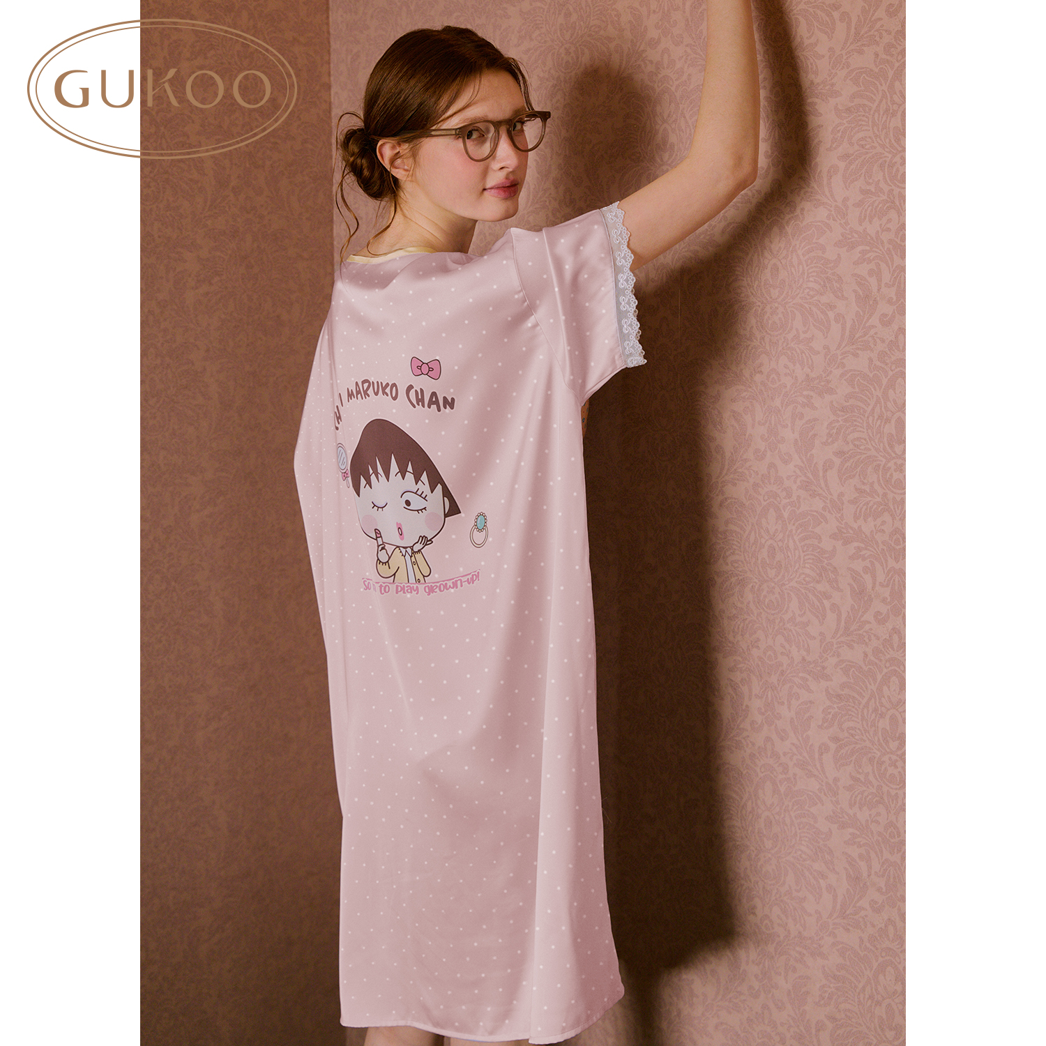 Gukoo/果壳26年夏季新款冰丝凉感甜美樱桃小丸子联名家居服睡裙