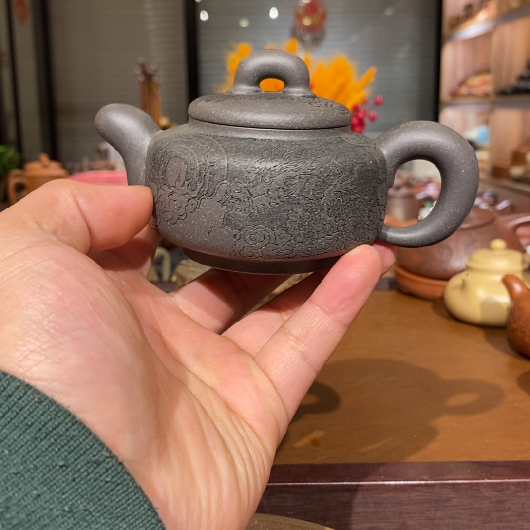 紫砂茶壶道洪风格刻龙160cc