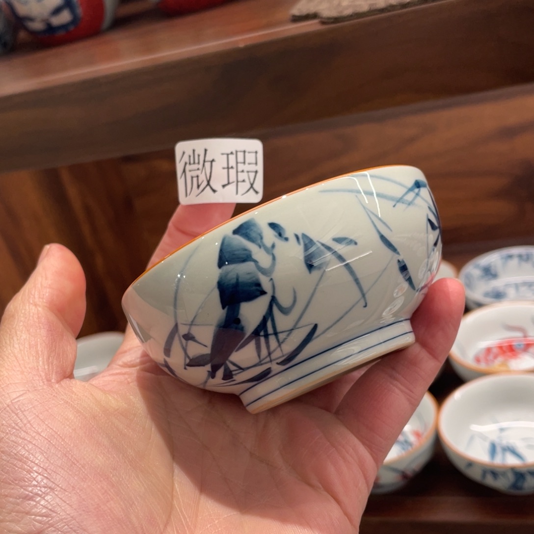 釉下手绘茶具微瑕