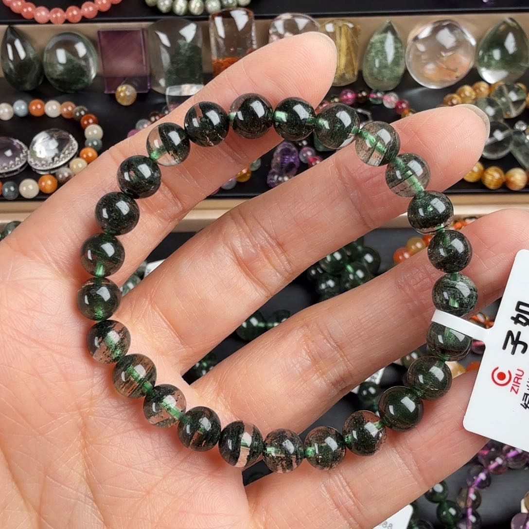 水晶手链未镶嵌莳*天然绿幽灵步步高升千层