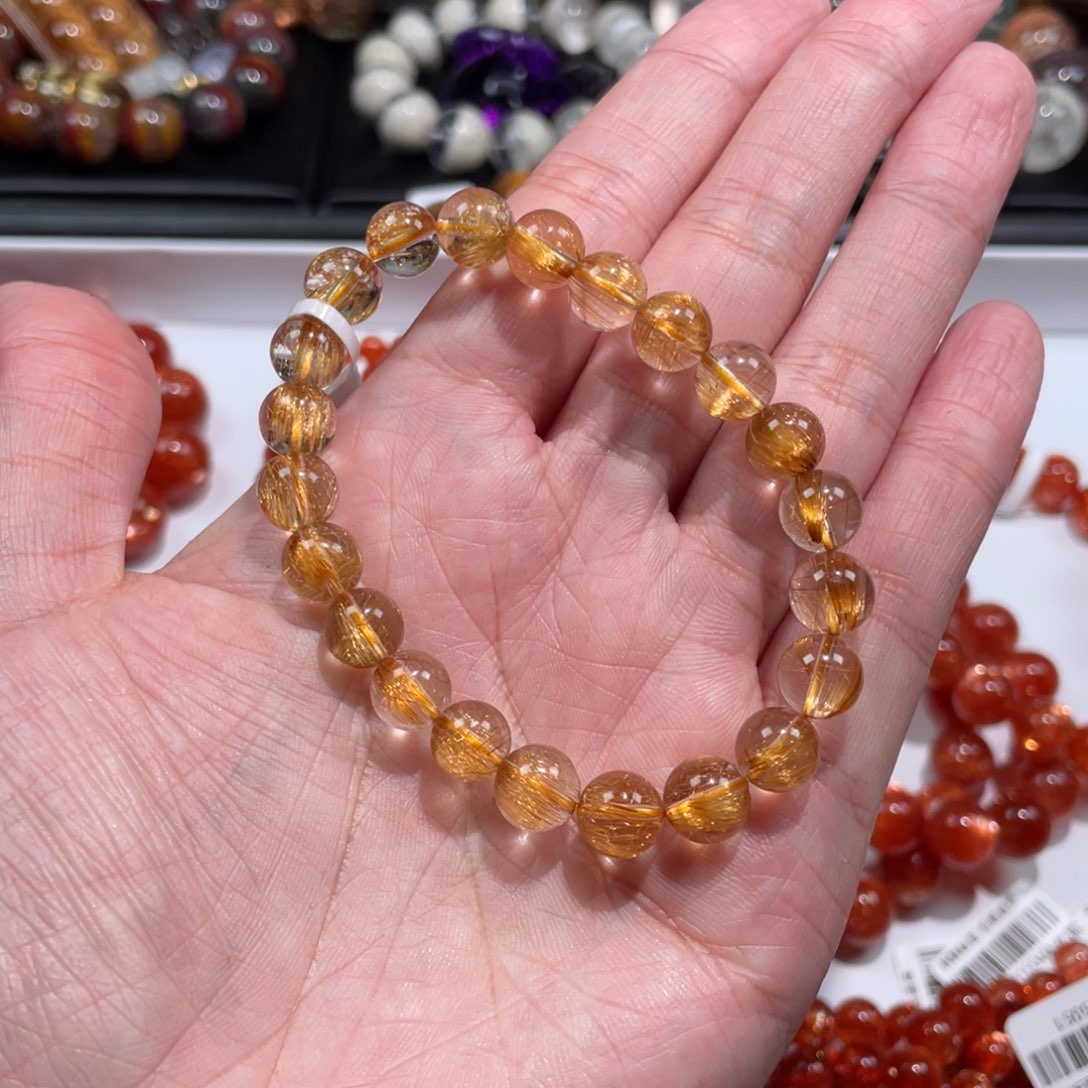 水晶手链未镶嵌大*猫发晶8mm