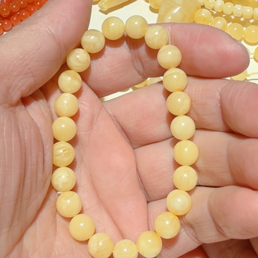 蜜蜡手串未镶嵌琥珀蜜蜡手串8mm+