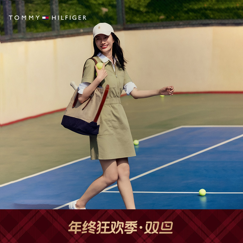 【复古工装风】Tommy25夏季女装斜纹收腰显瘦衬衫裙连衣裙04316