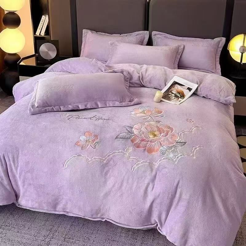 梦境系列牛奶绒四件套-紫
