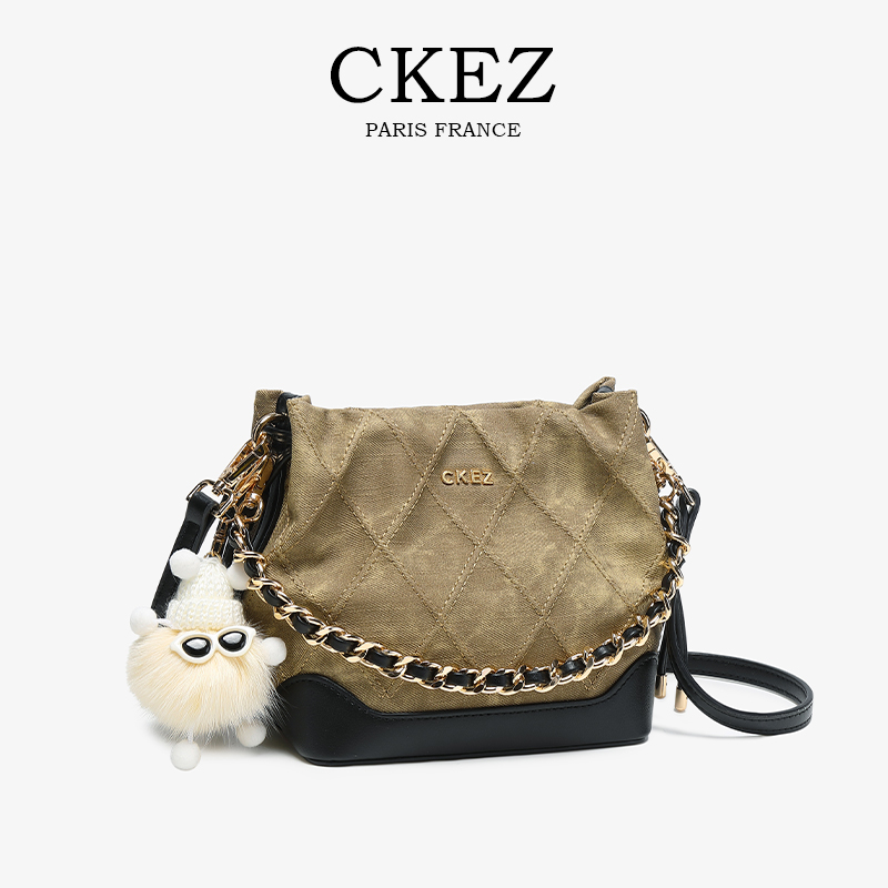 CKEZ/包包女小香风油画展馆水桶包包女2025新款小众单肩斜挎小包