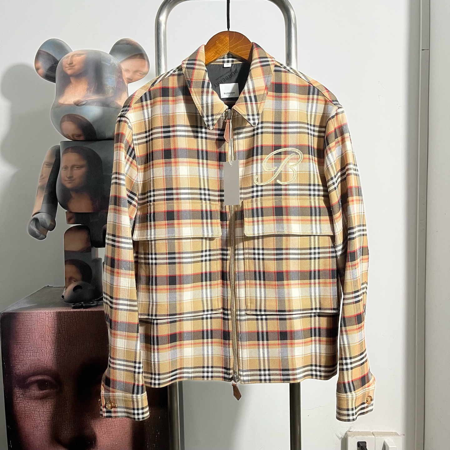 99新 BURBERRY/博柏利 格纹刺绣外套 X2021尺码50 衣长68