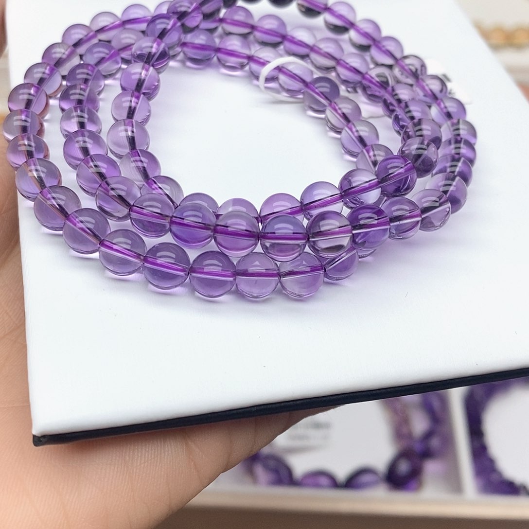 水晶手链未镶嵌何*巴西紫水晶多圈6