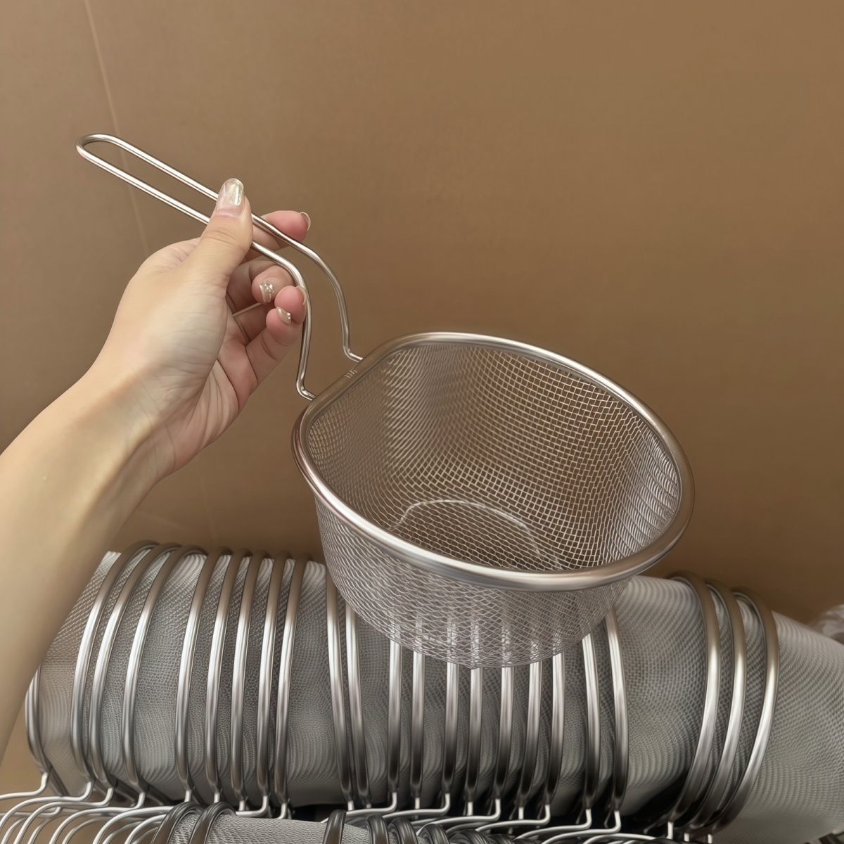 304不锈钢家用商用多功能圆形炸篮厨房过滤防溅网格网漏滤网滤勺