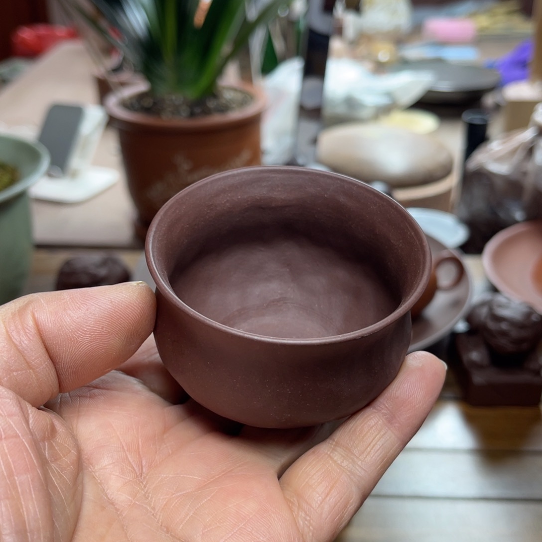 紫砂茶杯老紫泥全手工主人杯