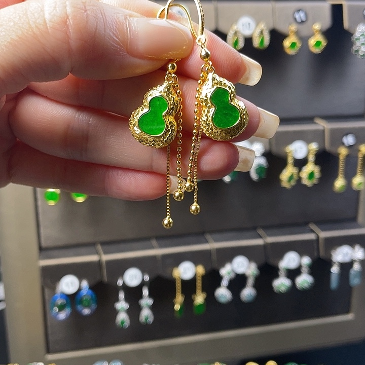 翡翠银S925镶嵌耳饰翡翠