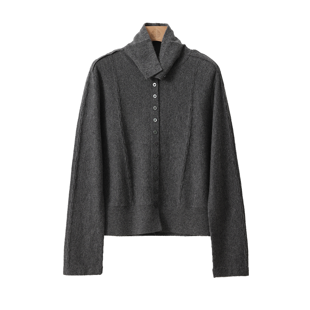 烟花【布拉安妮】喜歌羊绒 100山羊绒女士设计感高领开衫 7796