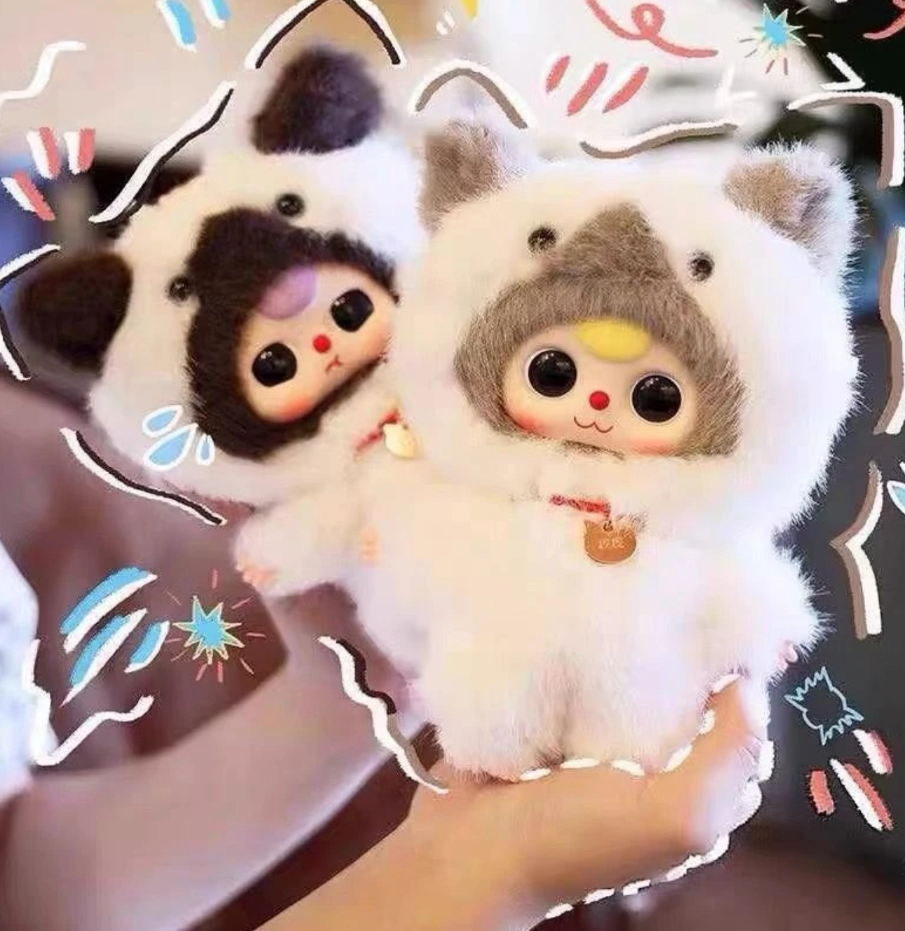 娃三岁我是谁的猫毛绒盲盒周边可爱公仔摆件女生礼物潮玩手办
