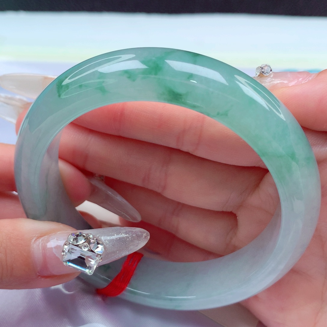 翡翠手镯未镶嵌天然缅甸翡翠A货手镯 14宽 45号